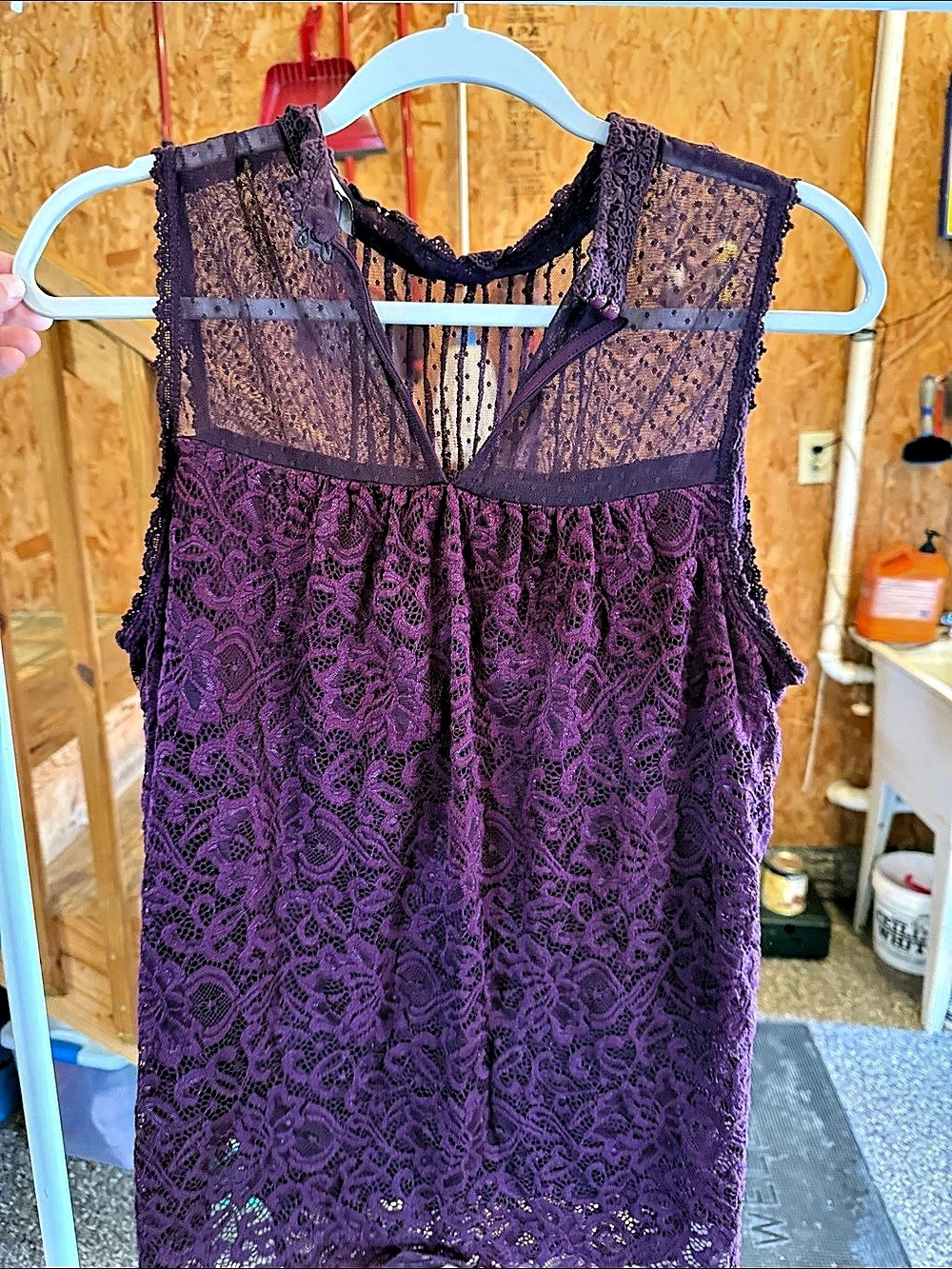 Oak & Fort Lace Tank Top in Purple Size Large